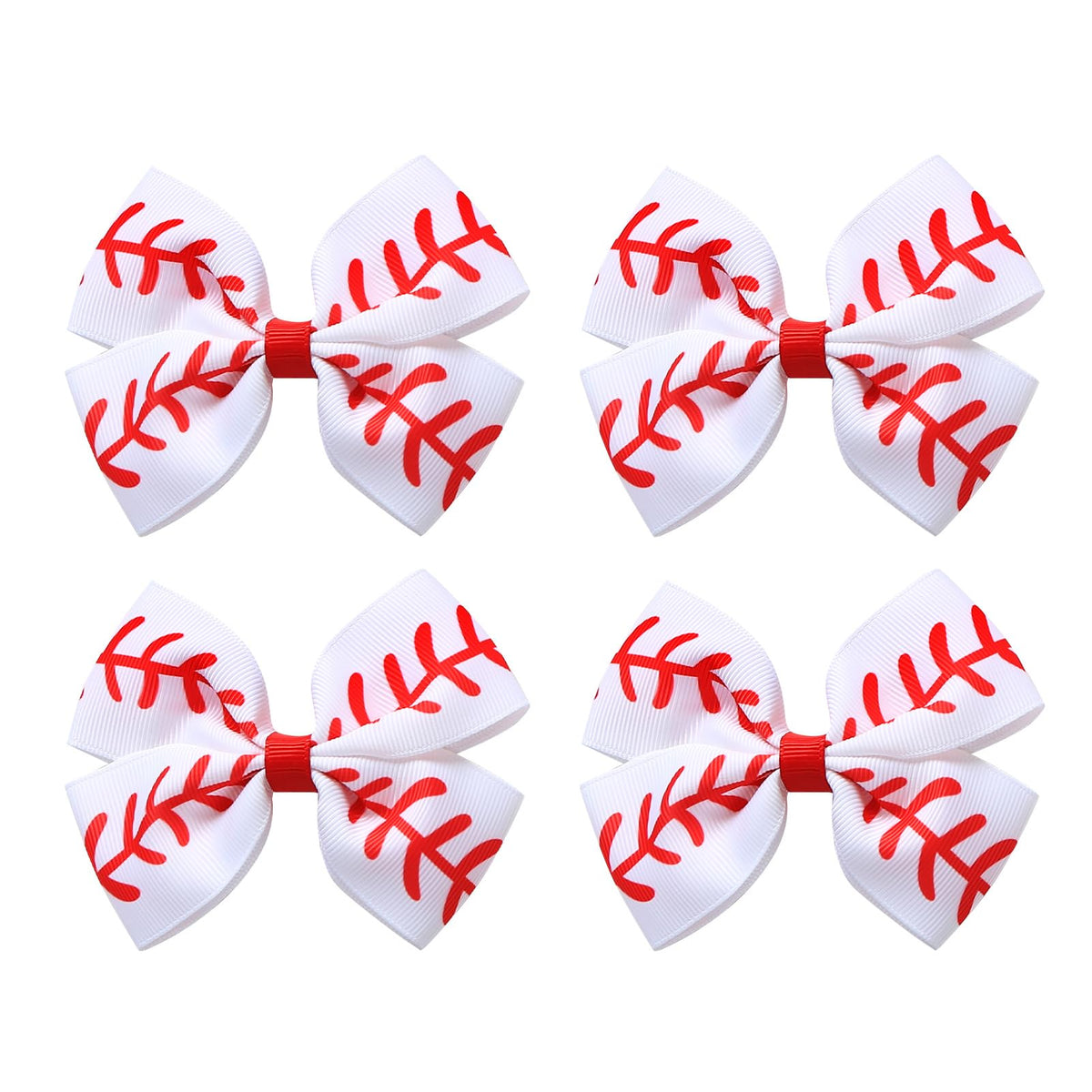 Lazo JiaDuo para cabello estilo béisbol, 4 pulgadas, blanco, ideal para eventos escolares.