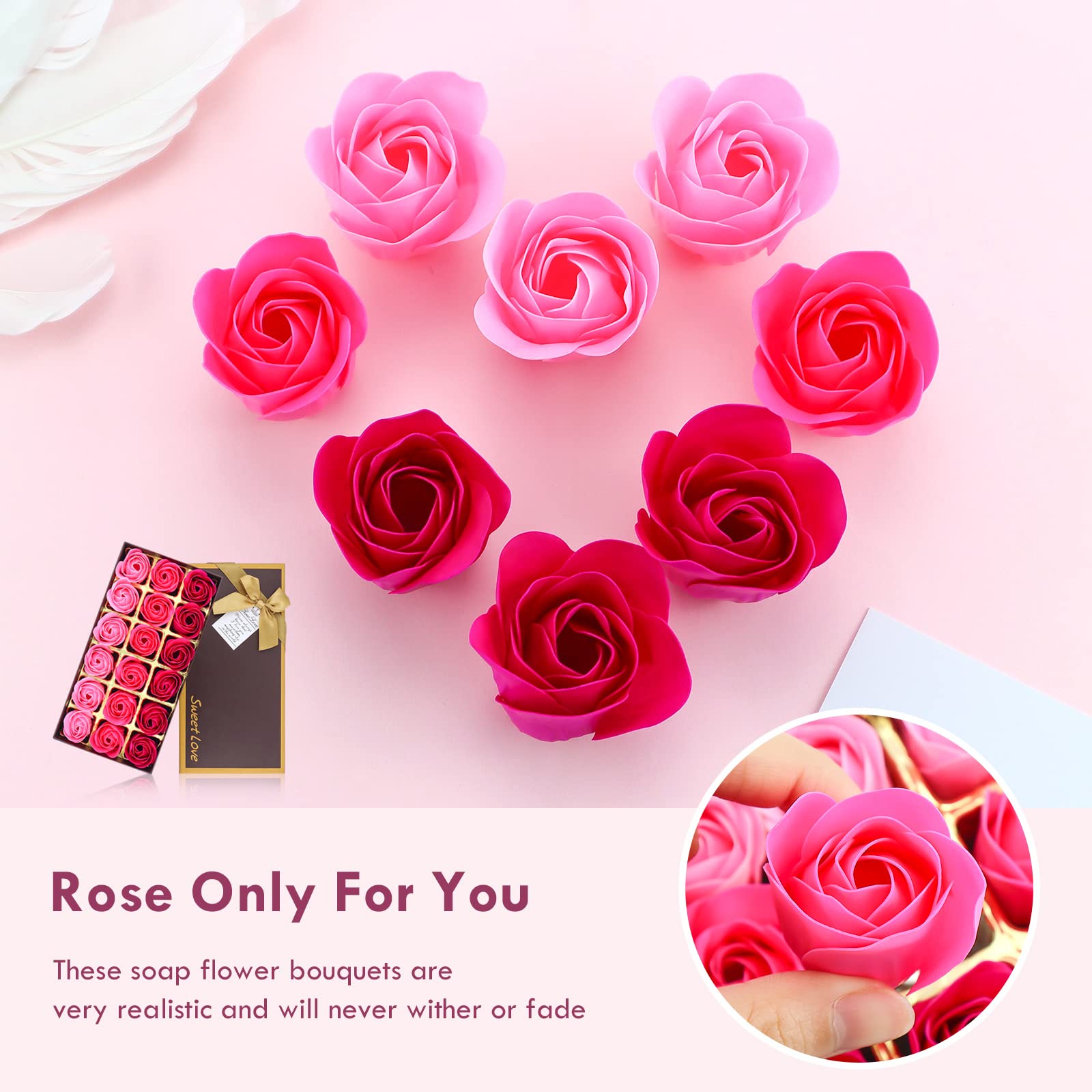 JIALEEY pétalos de jabón rosa, regalo elegante y duradero para cualquier ocasión.