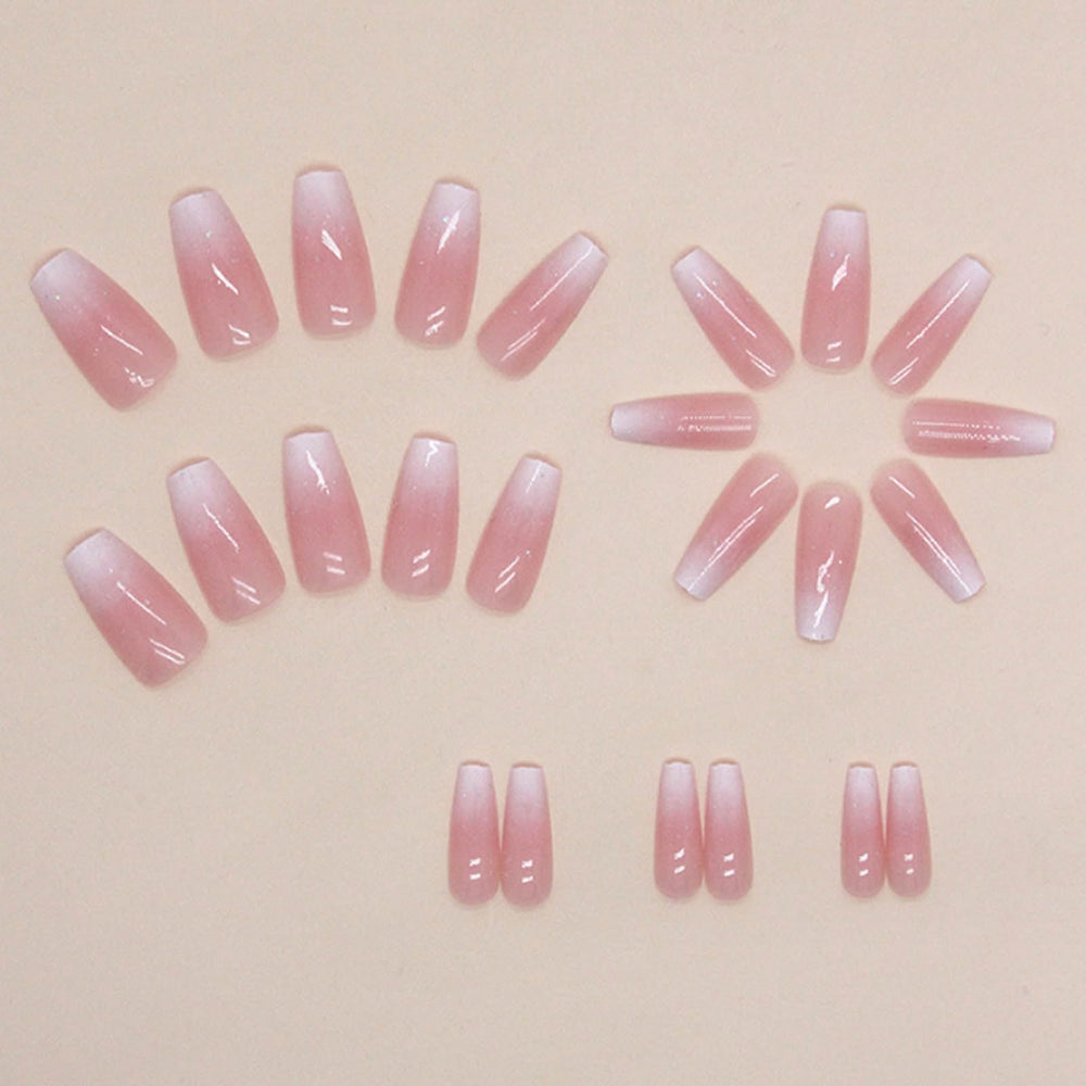 Kit de uñas JingleFancy forma ataúd rosado 24 piezas, manicura lista en casa.