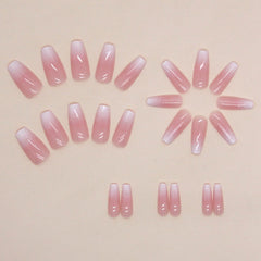 Kit de uñas JingleFancy forma ataúd rosado 24 piezas, manicura lista en casa.