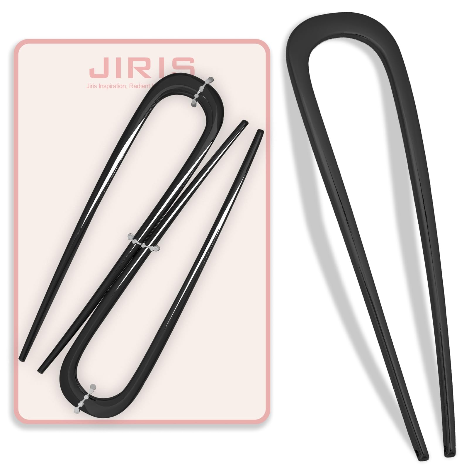 JIRIS pin francés U de 2 piezas negro para recogidos seguros.