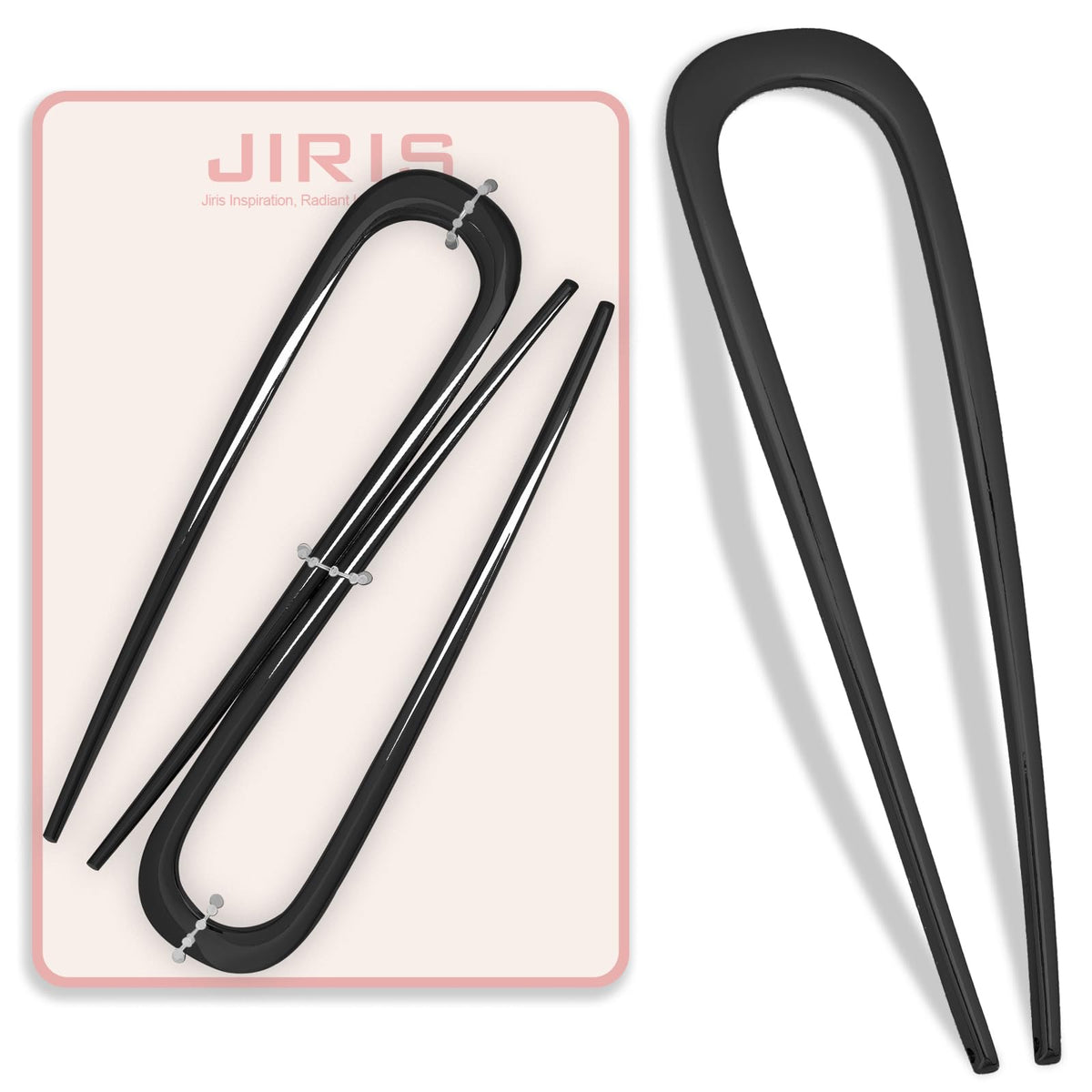 JIRIS pin francés U de 2 piezas negro para recogidos seguros.