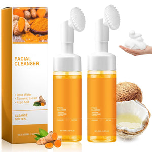 JISKG limpiador facial de cúrcuma con cepillo para limpieza profunda