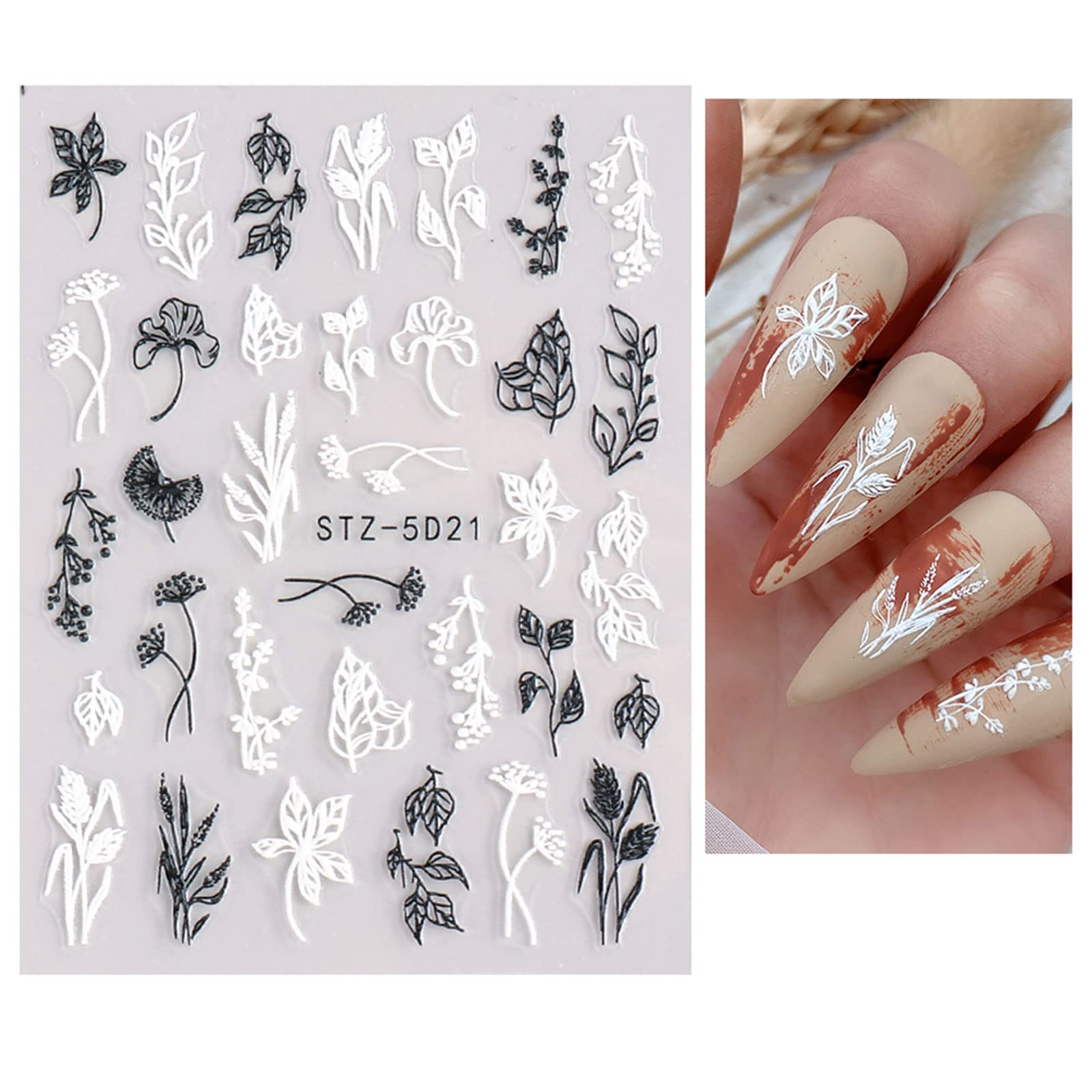 Pegatinas autoadhesivas JMEOWIO, fáciles de aplicar sobre uñas naturales o acrílicas.