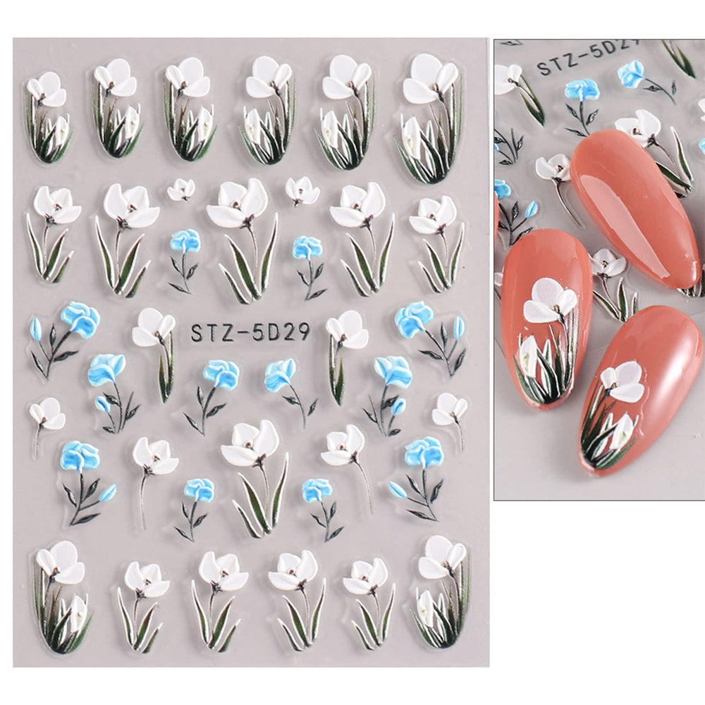 Diseños florales 3D para uñas, con acabado elegante y cómodo.