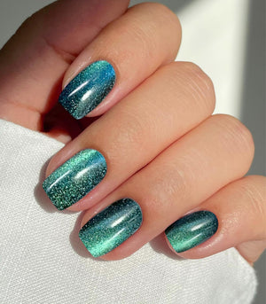 JMEOWIO pegatinas gel para uñas con efecto ojo de gato verde, acabado llamativo