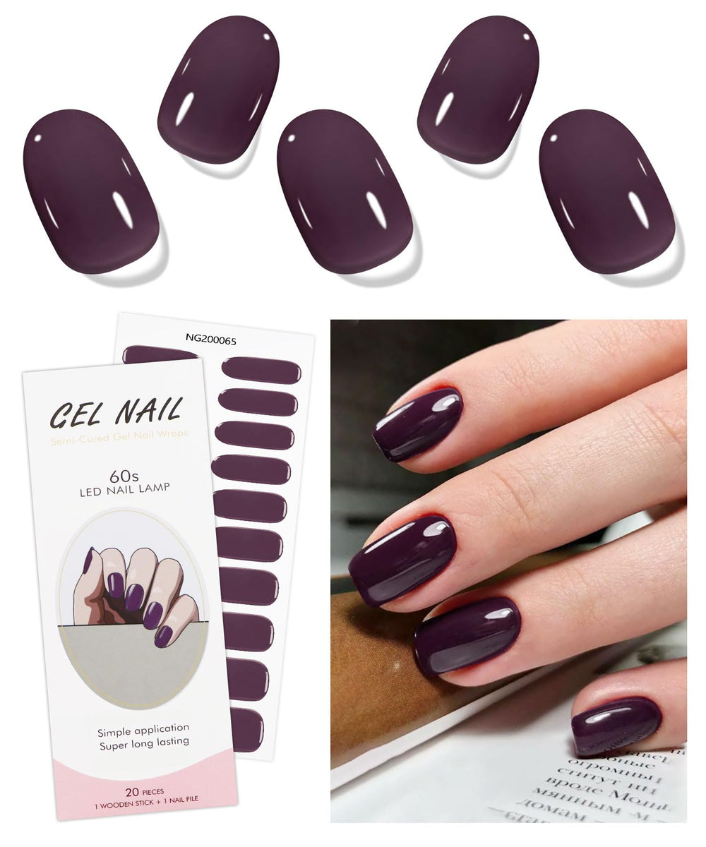 Pegatinas gel JMEOWIO en tono vino rojo morado, color duradero para uso diario.