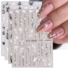 Pegatinas JMEOWIO 3D florales para uñas, diseño primaveral y duradero.