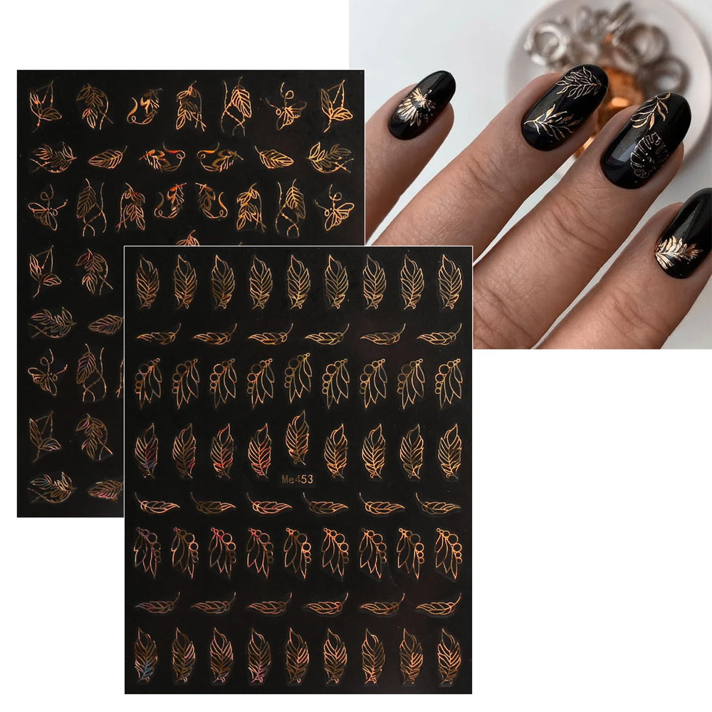 Pegatinas doradas para uñas de jmeowio con brillo suave.