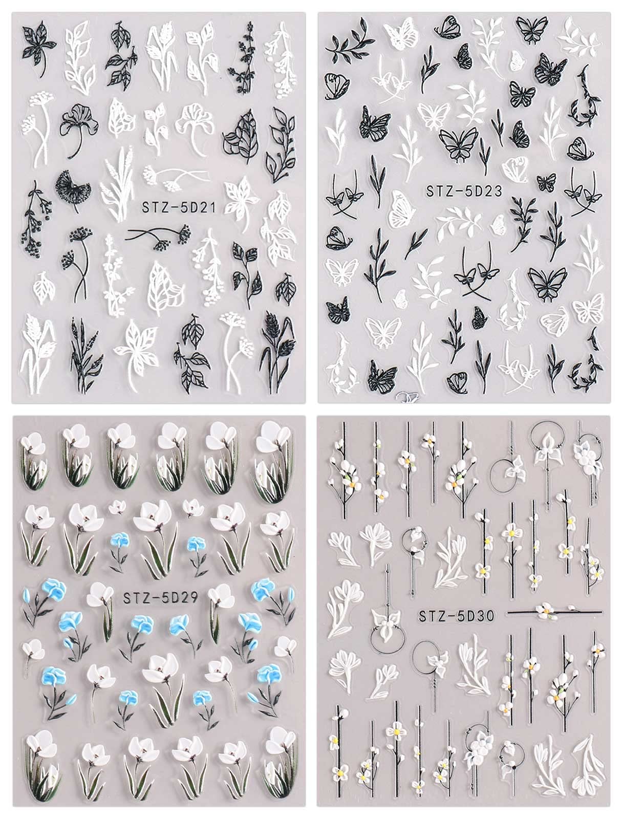 JMEOWIO pegatinas de uñas florales, opción rápida para un look veraniego.