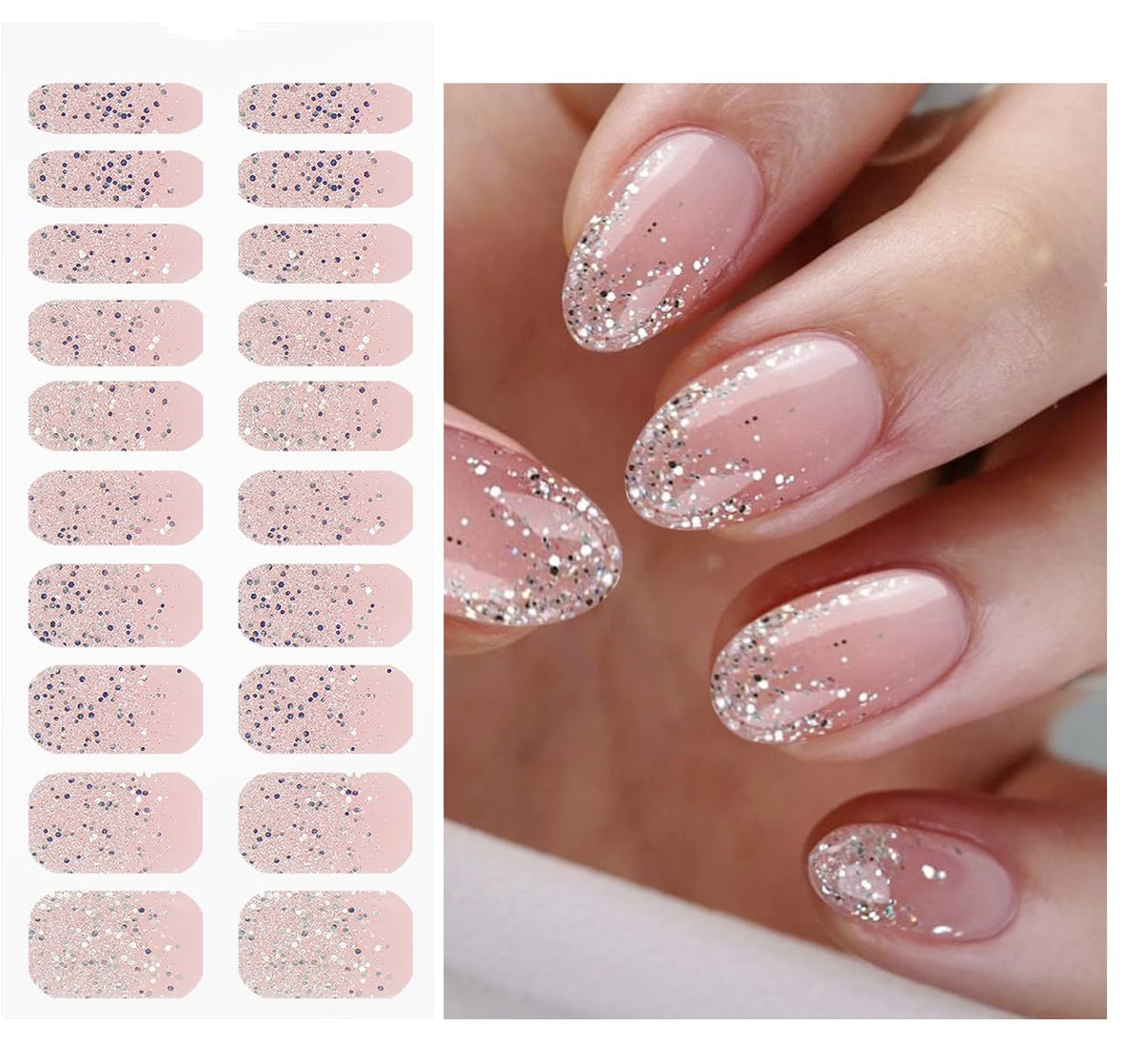 JMEOWIO pegatinas gel brillo rosa claro para uñas rápidas y duraderas