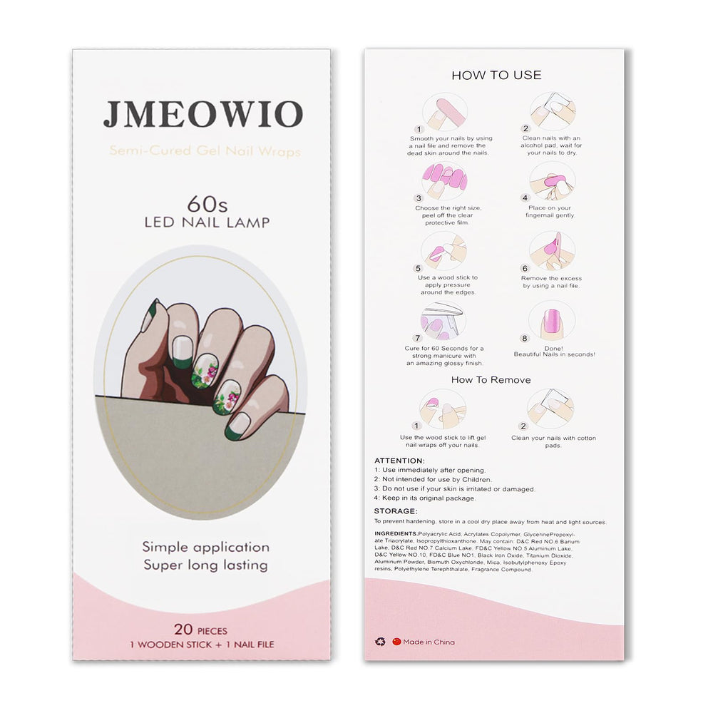 JMEOWIO estilo flor con punta verde, ideal para manicura casera.