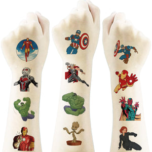 Tatuajes Avengers de JMYUJX en pack de 40 para fiestas.