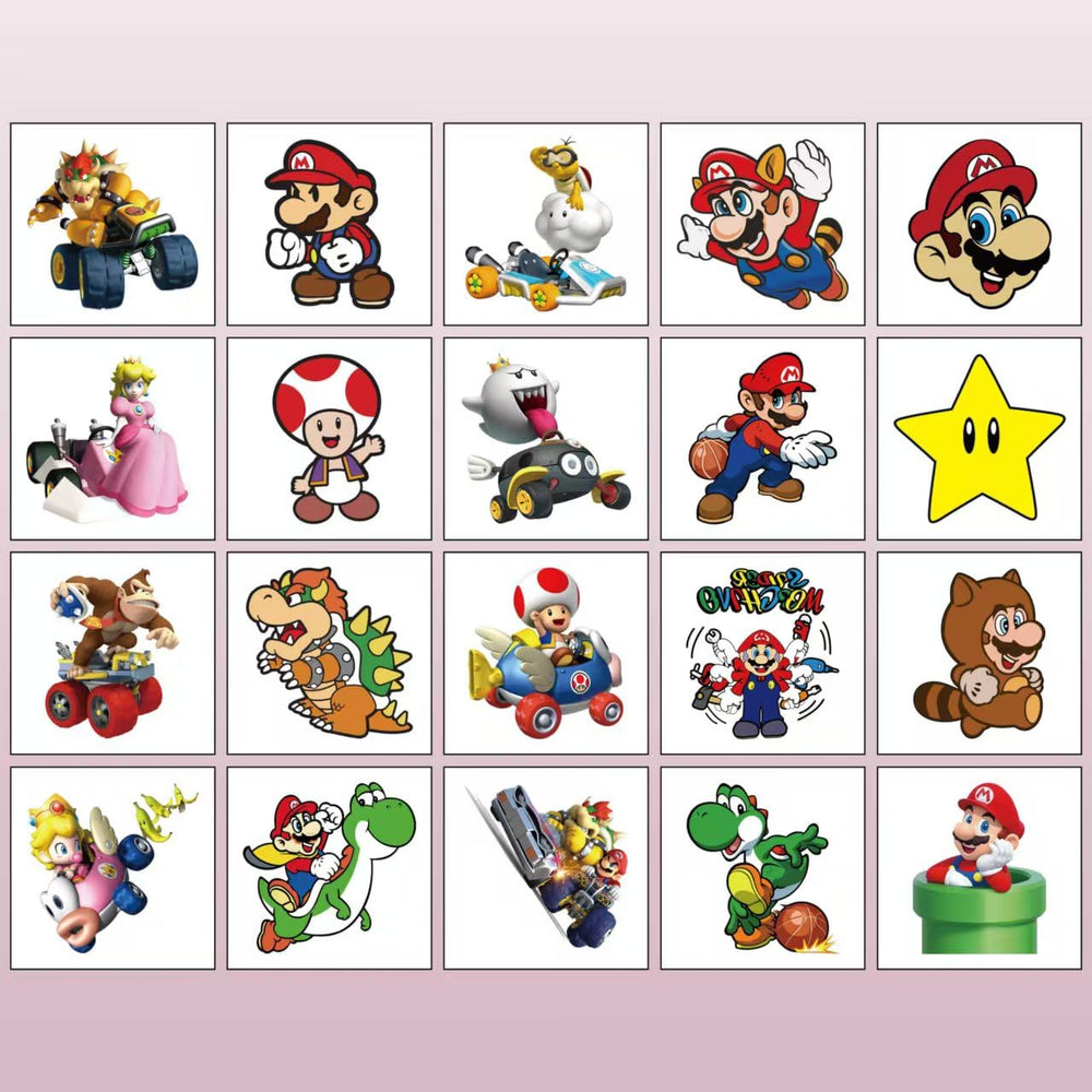 Tatuajes Mario de JMYUJX, aplicación rápida en 20 segundos.