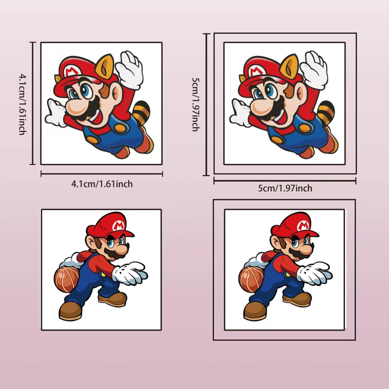 Tatuajes Mario de JMYUJX, resistentes al agua para juego y baño.