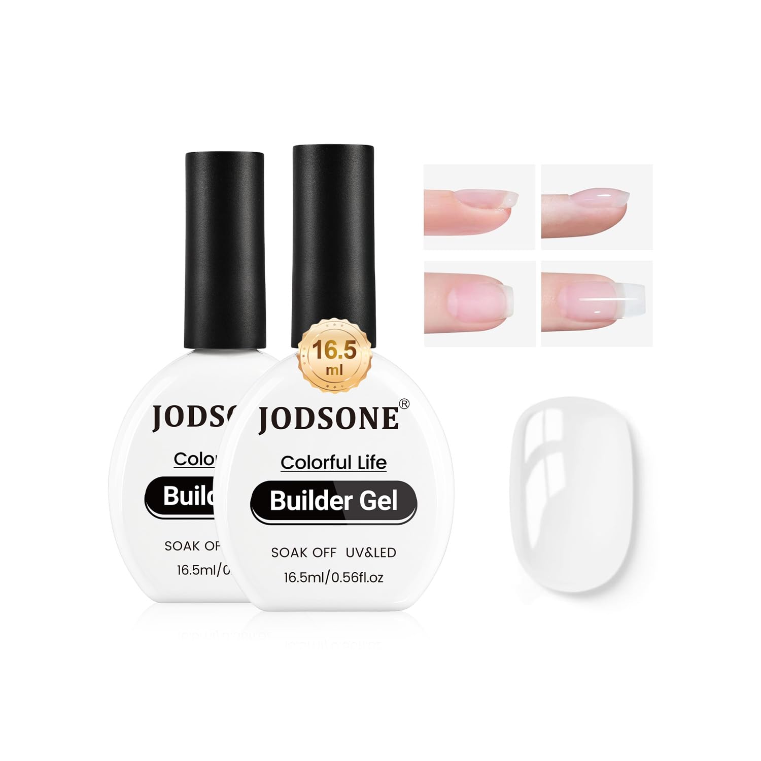 JODSONE Builder Gel: dos botellas de 16.5 ml para reforzar y alargar uñas.