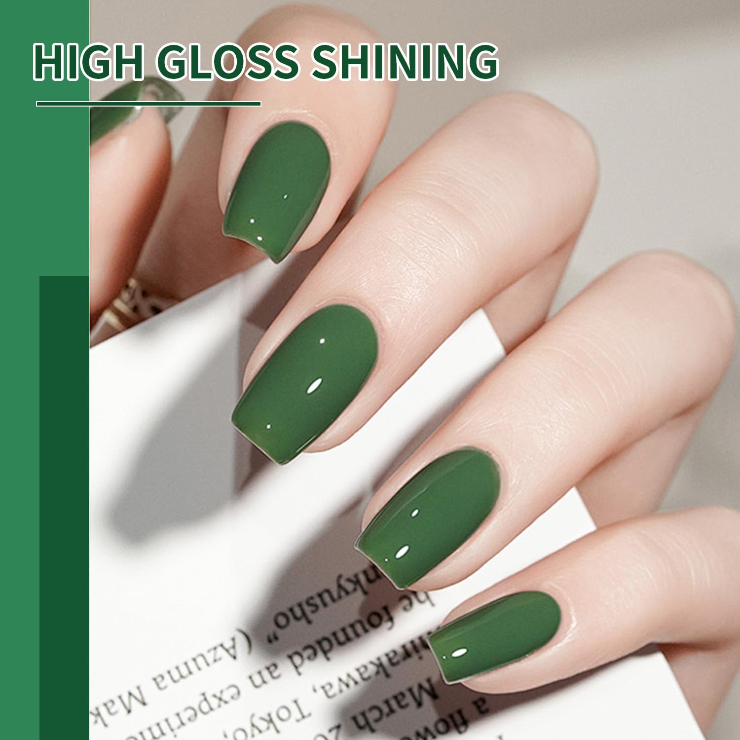 JODSONE cobertura y brillo profesionales en esmalte gel verde