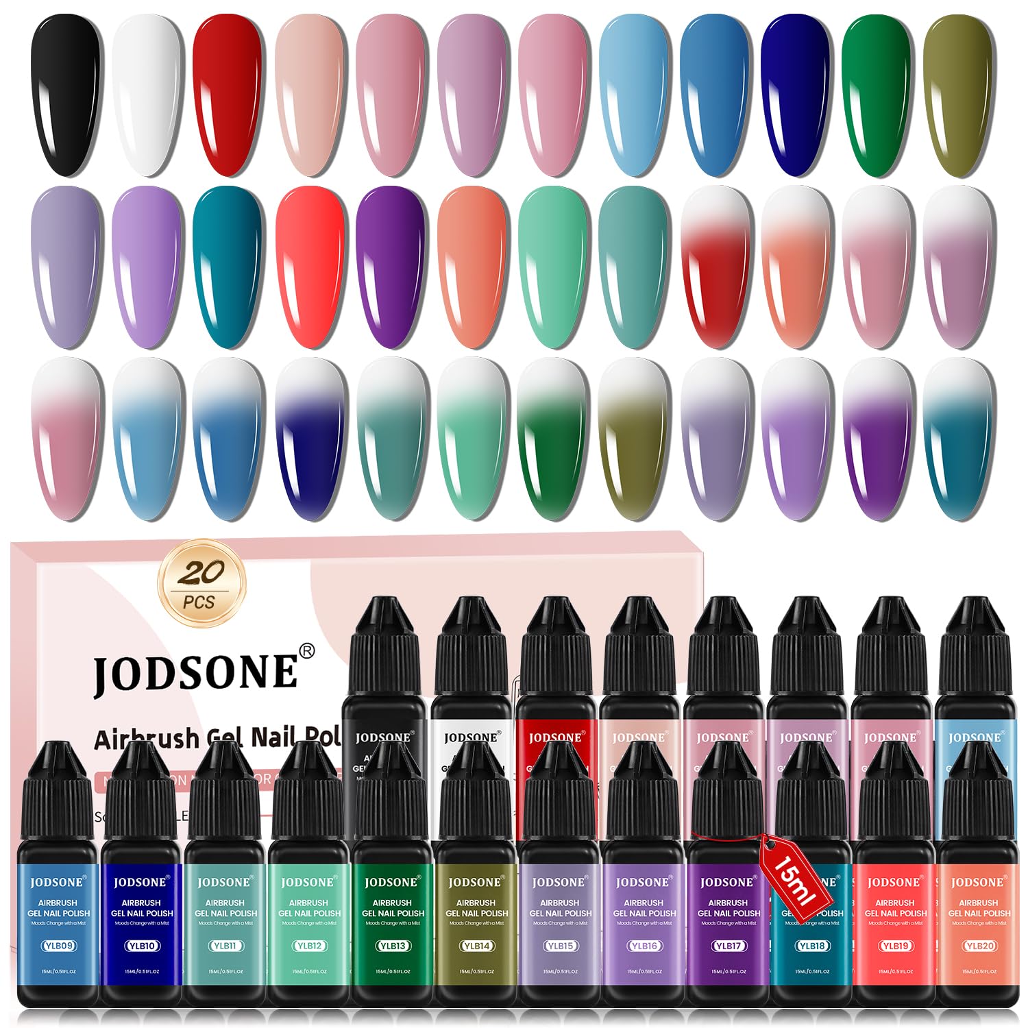 JODSONE set de gel para uñas, color intenso y cobertura uniforme.