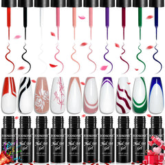 JODSONE arte de uñas gel liner 10 colores para trazos precisos y creativos