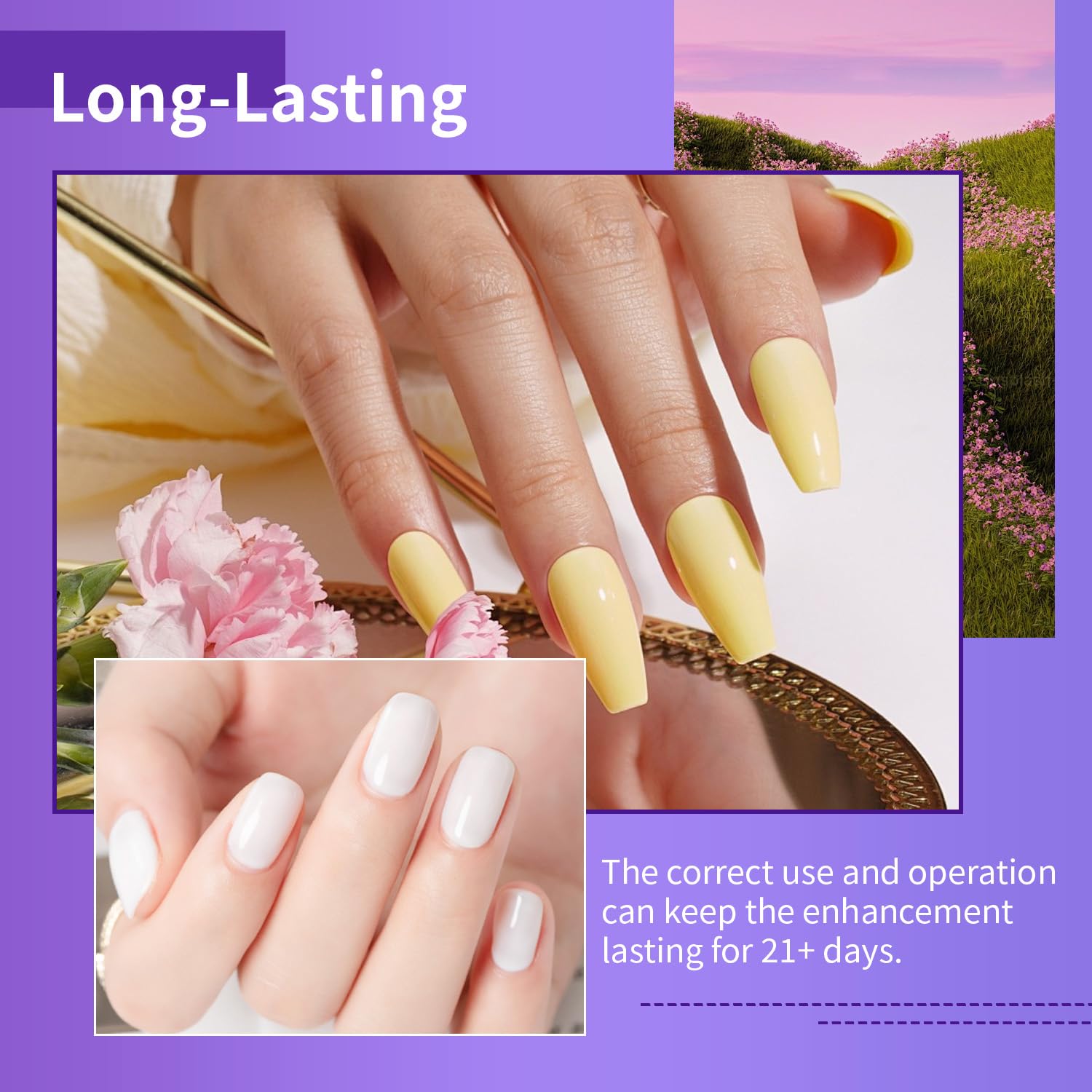 Capa-base y top coat brillantes o mate, acabado versátil.