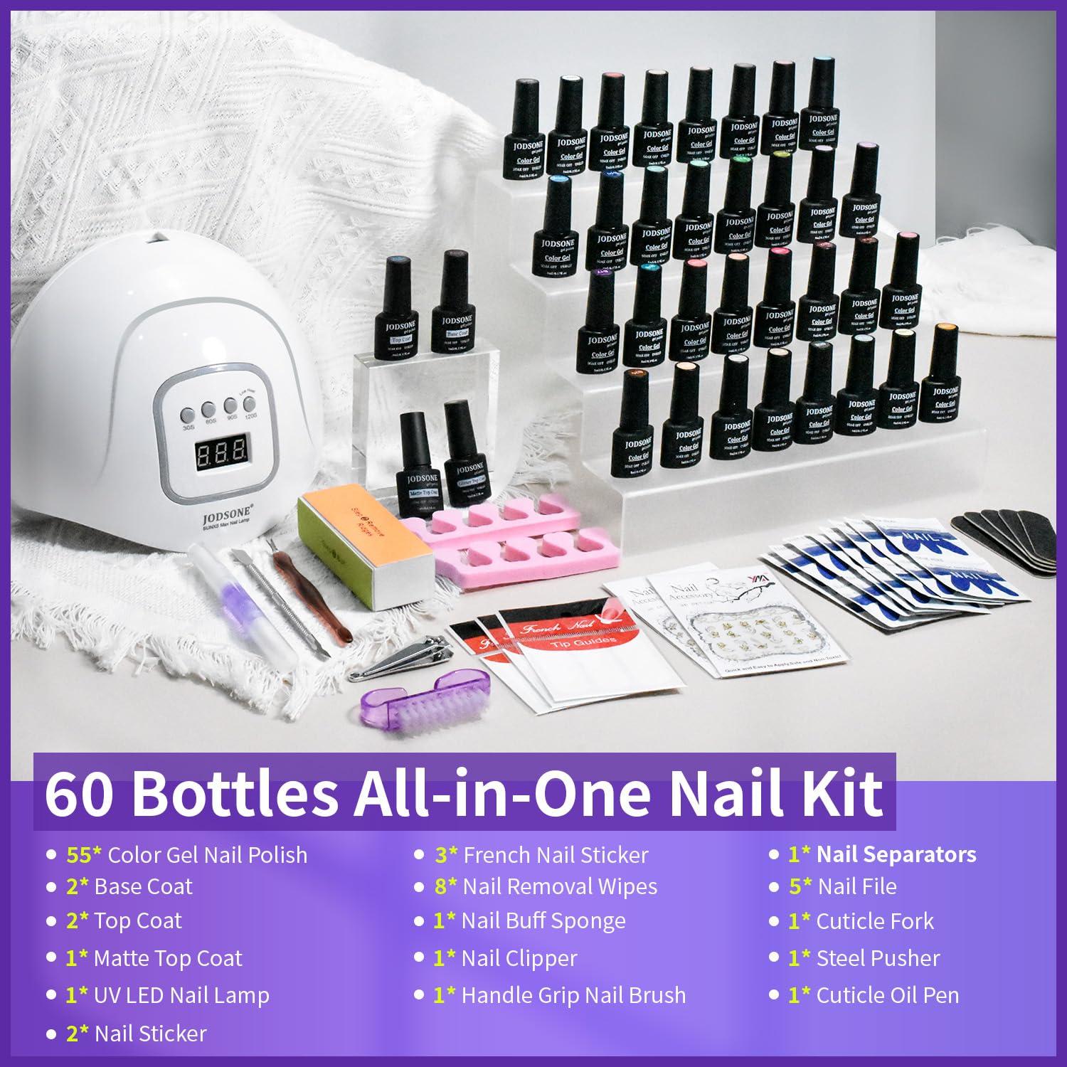 JODSONE 55-colores esmalte gel para diseños variados.