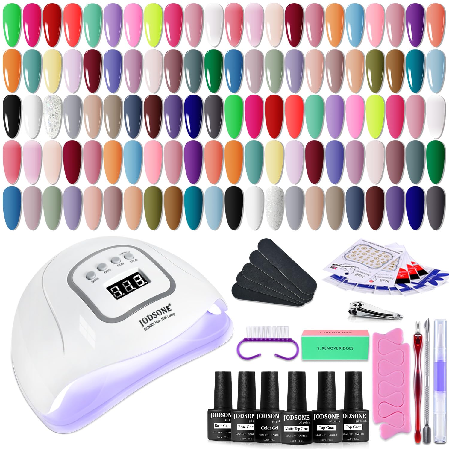 JODSONE kit-esmalte-gel-uv-60-botellas para variedad de estilos en casa.