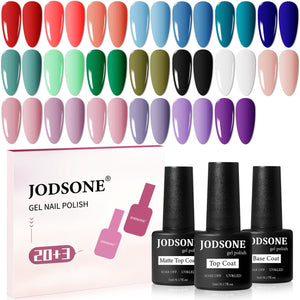 Kit JODSONE de gel para uñas: 23 botellas con colores vibrantes para personalizar tus manicuras.