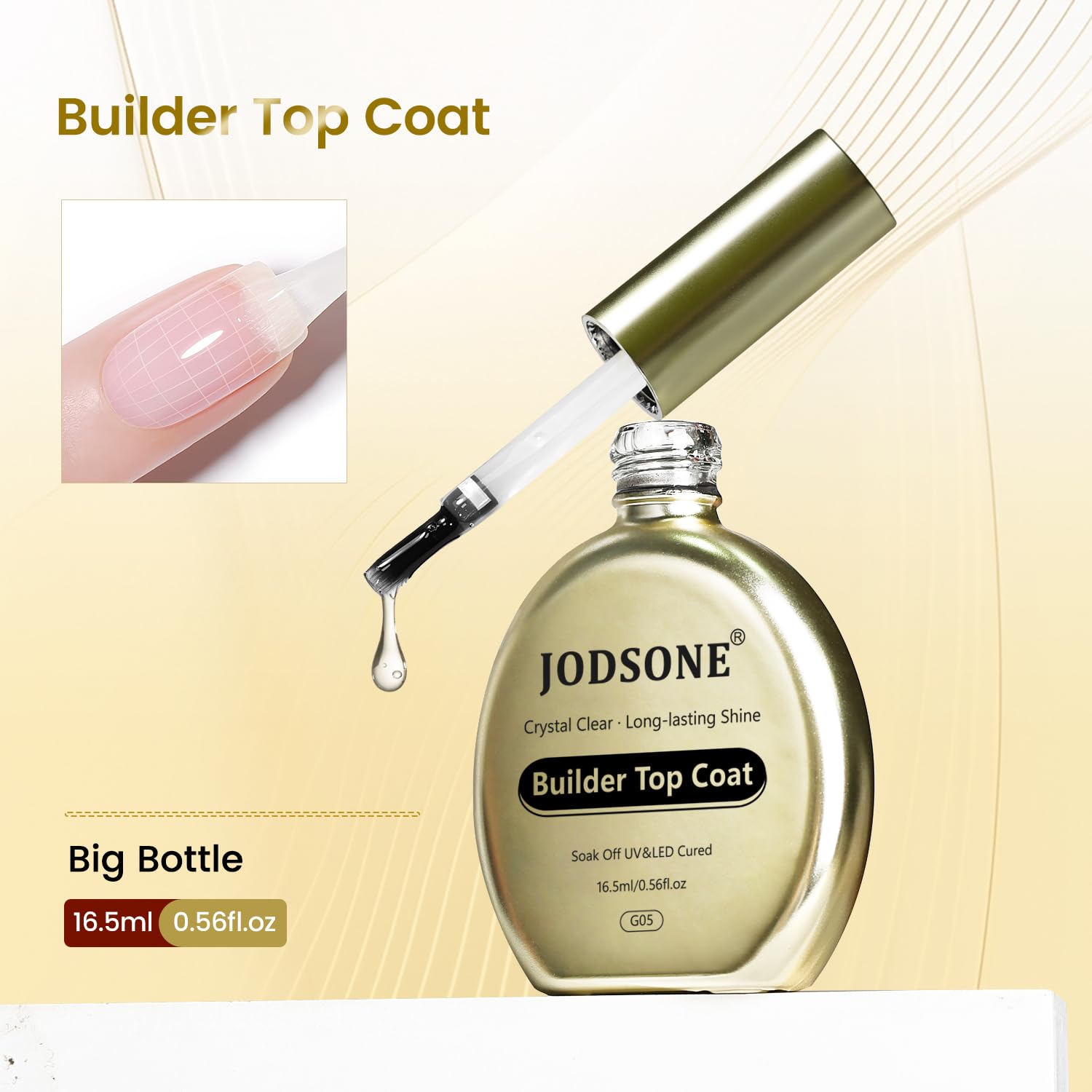 JODSONE uso profesional en salón con gel cristal de alto brillo.