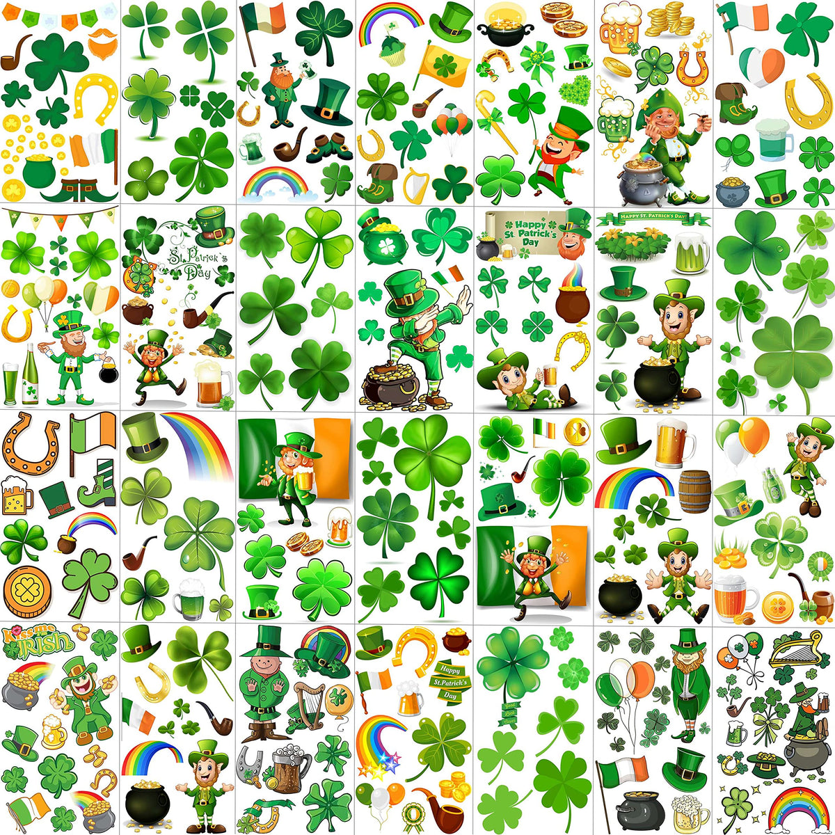 Tatuajes JOEHAPY con variedad de diseños para San Patricio, ideales para fiestas.