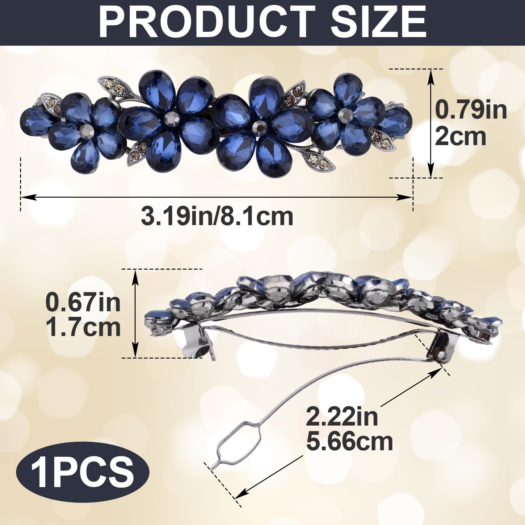 Joez Wonderful pasador azul con cristales, sujeto firme para peinados de día especial