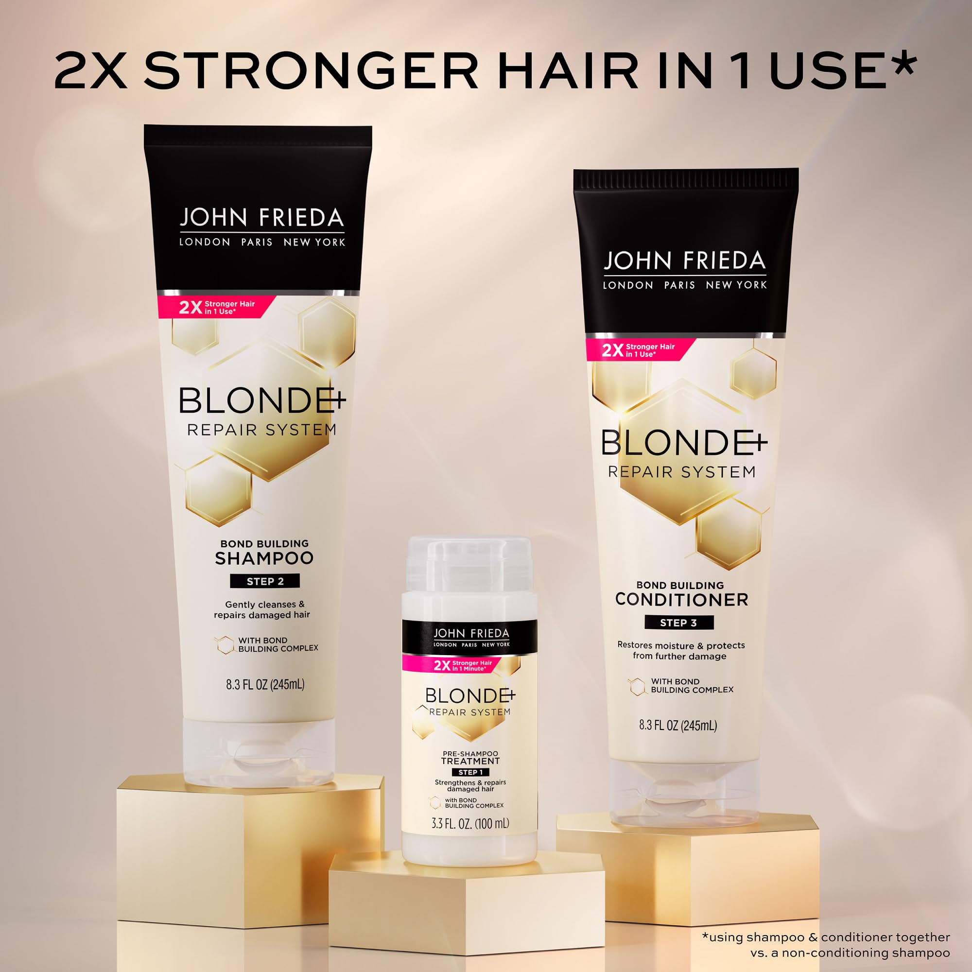 Envase reciclado de Blonde+ Acondicionador, opción sostenible.
