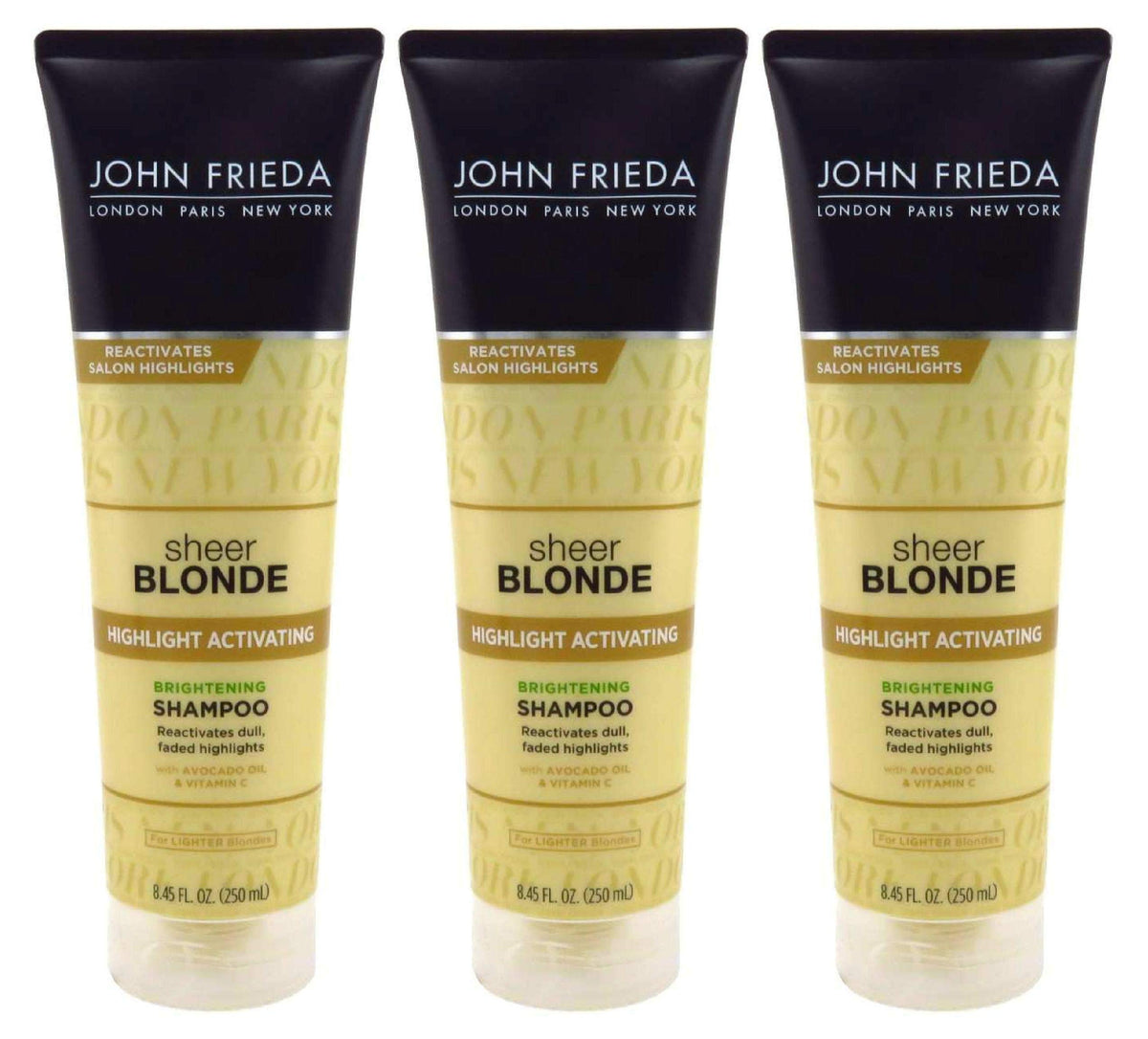 John Frieda champú activador para rubios: botella en baño lista para usar
