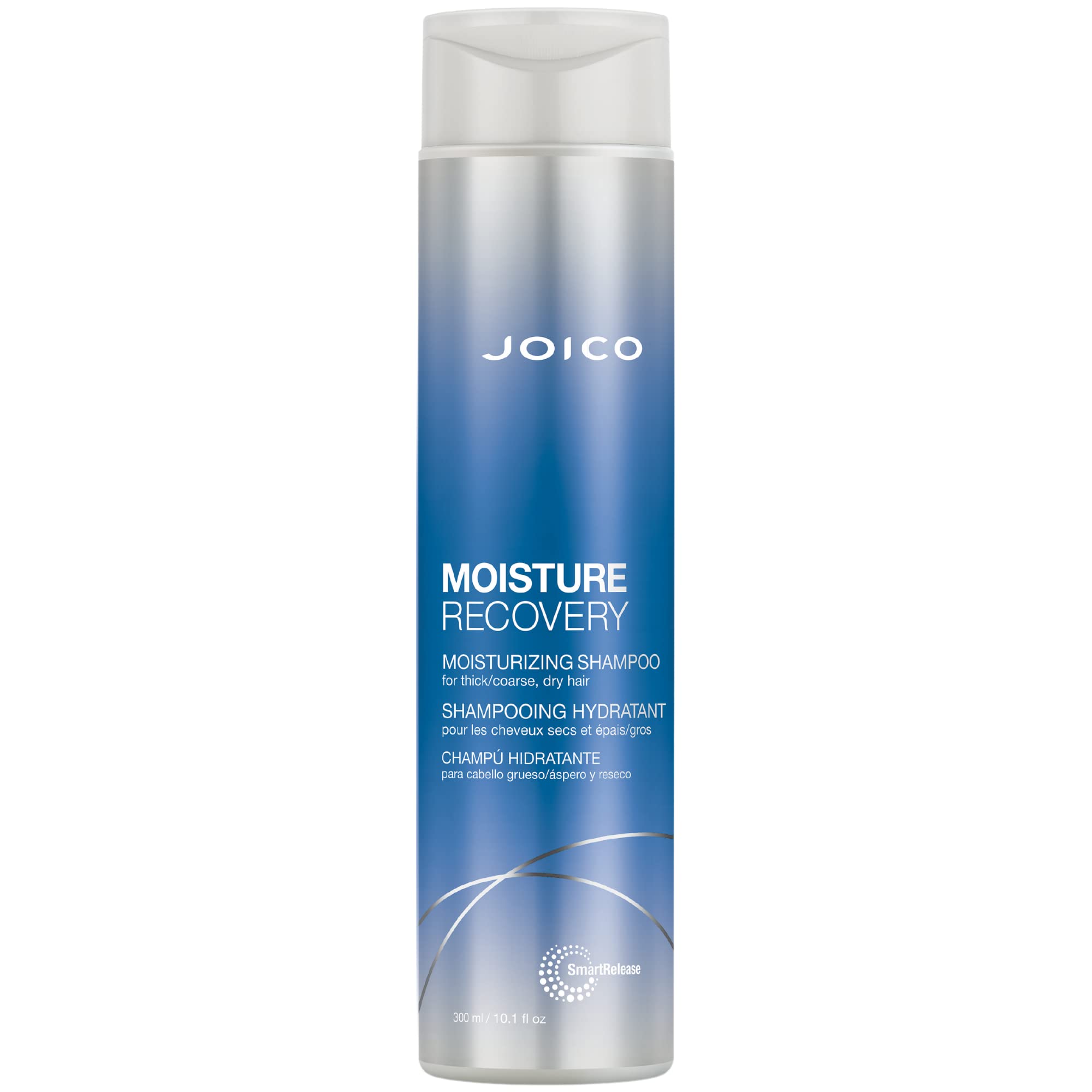 Joico champú hidratante en botella, muestra hidratación suave para cabello seco.