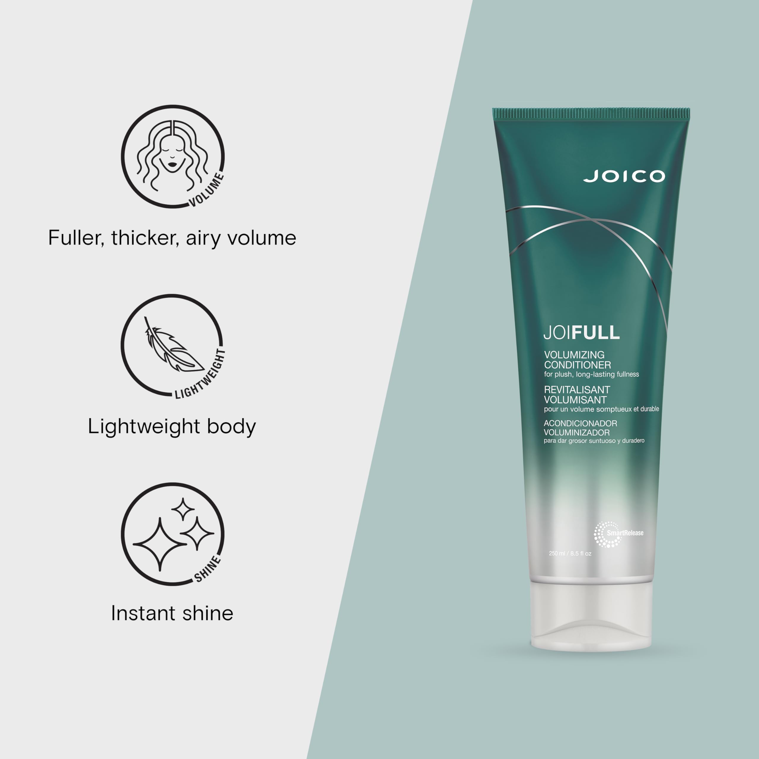Joico JoiFULL, vertido suave: experiencia de uso limpio para desenredar sin pesadez.