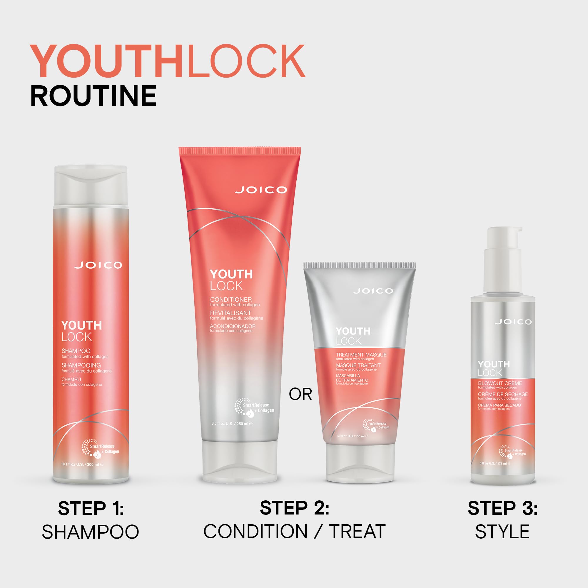 Joico YouthLock Acondicionador Arginina: mejora la elasticidad y la manejabilidad.