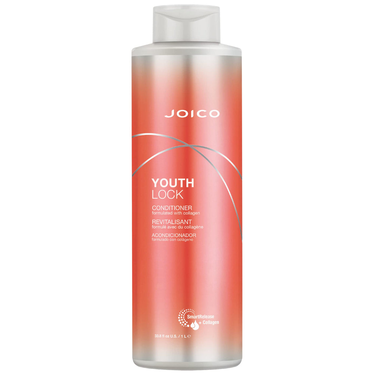 Joico YouthLock Acondicionador botella: cuidado suave para cabello maduro.