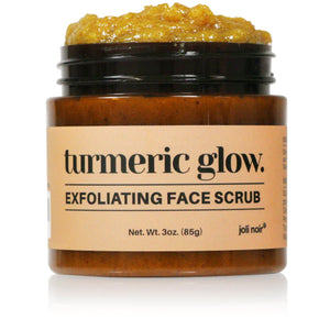 Joli Noir exfoliante cúrcuma miel azúcar en envase para piel suave
