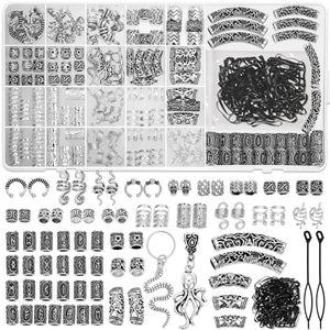 Conjunto Jollidecor 247 piezas para peinados vikingos con abalorios versátiles para trenzas