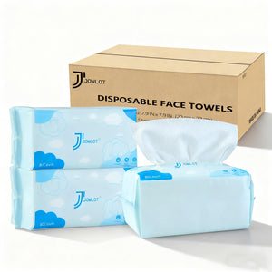 Toalla facial JOWLOT de algodón 240 cuentas, desechable y suave para uso diario.