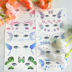 JoyfulGlam tatuajes mariposas: diseños luminosos para decorar ojos o rostro.