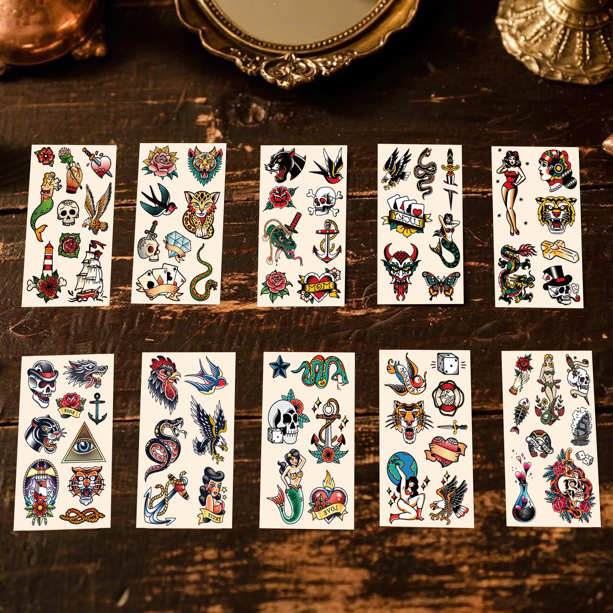 JoyfulGlam tatuajes retro aguilas, estilo audaz para cualquier ocasión