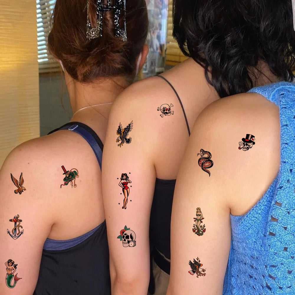 JoyfulGlam tatuajes retro flores, motivo floral para la primavera