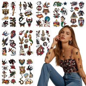 JoyfulGlam tatuajes retro golondinas, look vintage sin dolor
