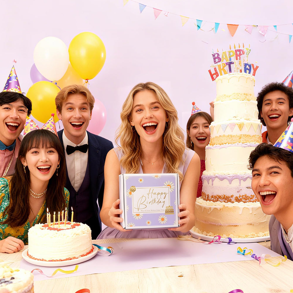 Presentación morada de JOYOFUN, empaque de regalo para celebrar