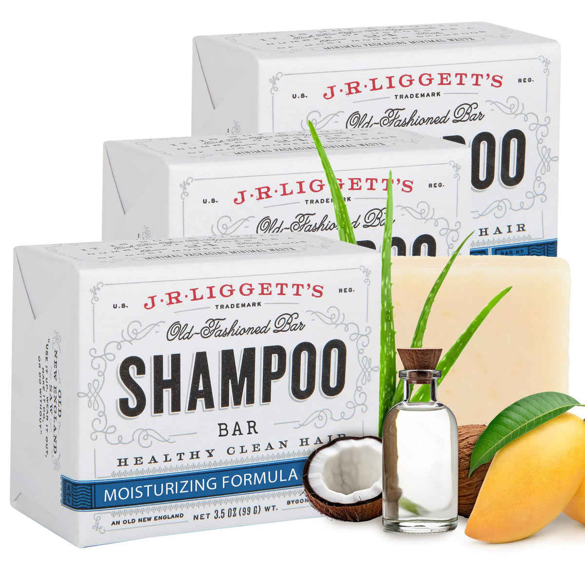 J.R.LIGGETT'S Champú en Barra Coco Aloe, hidratación suave para el cabello.