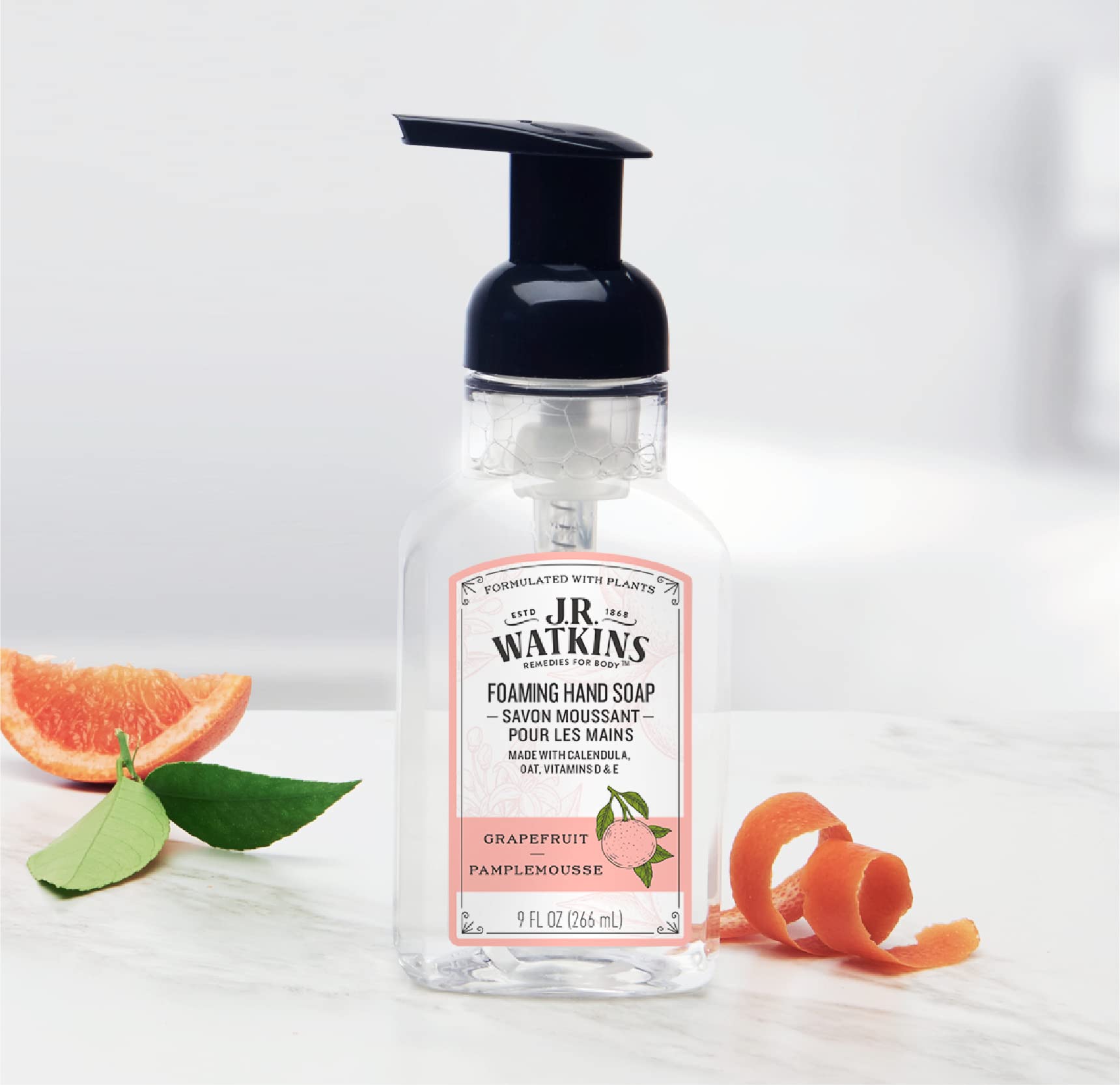 Ingredientes a base de plantas en jabón de manos
