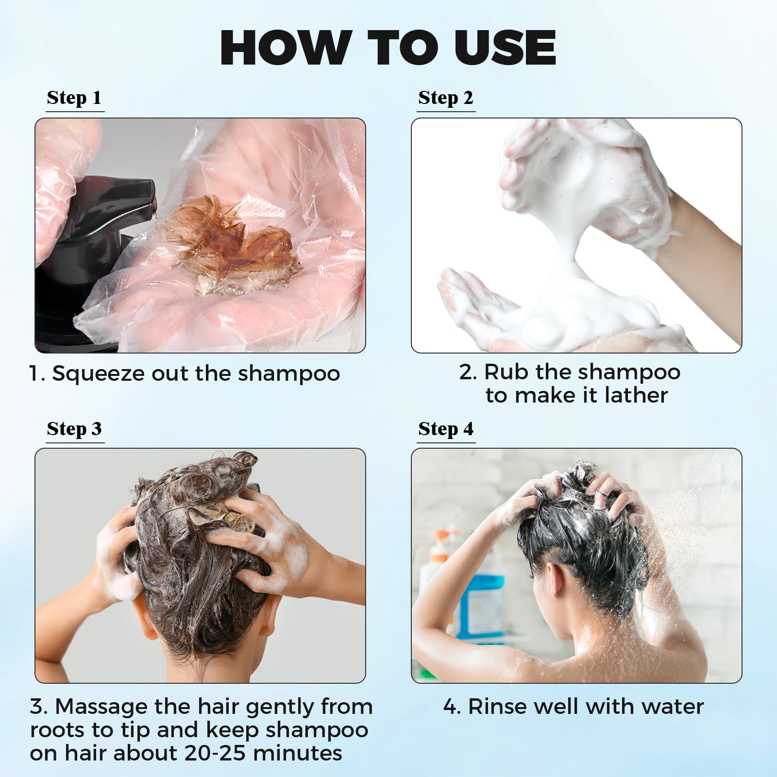 JUANCHI Tinte Negro Shampoo: cabello negro con brillo suave y saludable