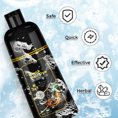 JUANCHI Tinte Negro Shampoo: cobertura de canas antes y después con acabado natural