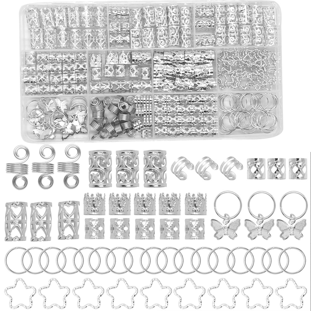Accesorios JUCCPUL para trenzas plateados con dijes variados para personalizar peinados