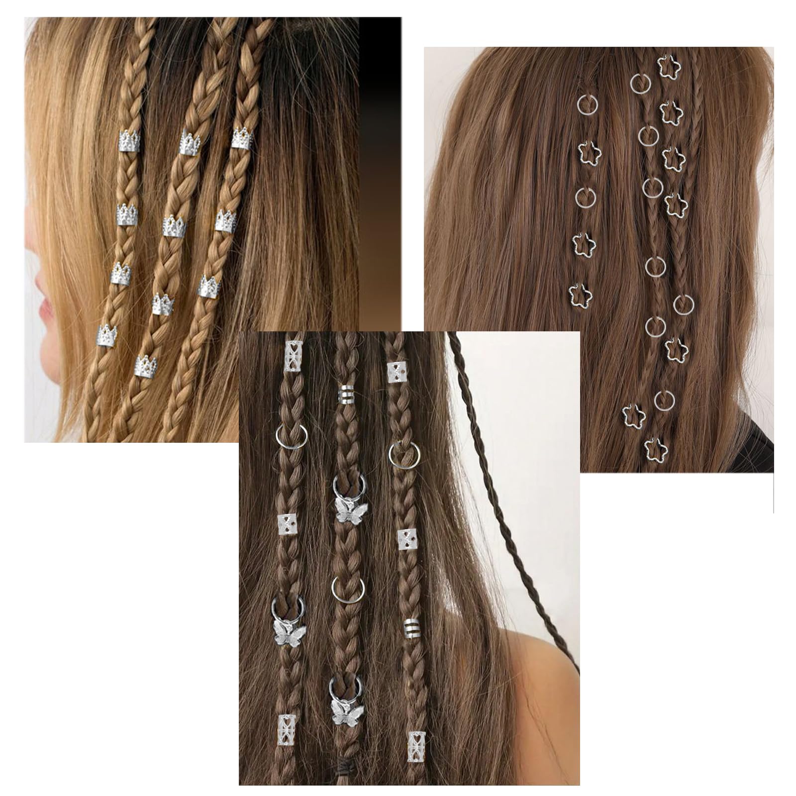 Clip plateado JUCCPUL ajustable para trenzas que fija suavemente sin dañar el cabello